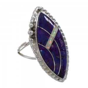 Magenta Turquoise And Opal Silver Ring Size 5-1/2 AX87825