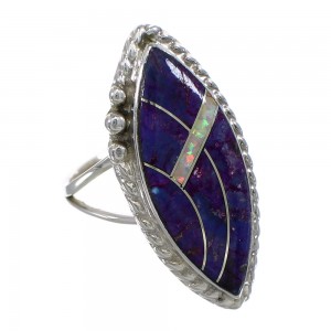 Magenta Turquoise And Opal Silver Southwestern Ring Size 4-3/4 AX87824