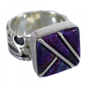 Magenta Turquoise Inlay Genuine Sterling Silver Ring Size 4-1/4 AX88658