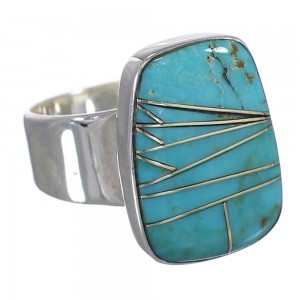 Turquoise Genuine Sterling Silver Southwest Ring Size 7-1/2 AX88020