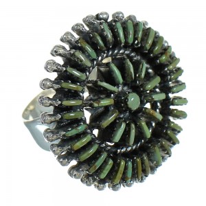Turquoise Southwestern Silver Needlepoint Ring Size 7-1/2 QX87050