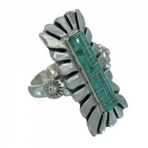 Turquoise Inlay Genuine Sterling Silver Ring Size 6-1/2 AX89333