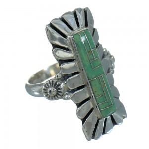 Turquoise Inlay Authentic Sterling Silver Ring Size 7-1/2 AX89342