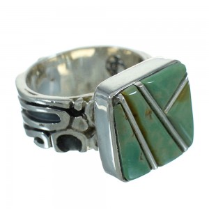 Southwest Turquoise Inlay Sterling Silver Jewelry Ring Size 7-1/4 AX89380