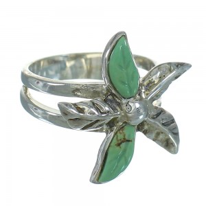 Authentic Sterling Silver Turquoise Flower Ring Size 4-3/4 RX88051