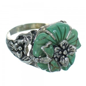 Sterling Silver Turquoise Dragonfly And Flower Southwest Ring Size 7-1/2 RX88101