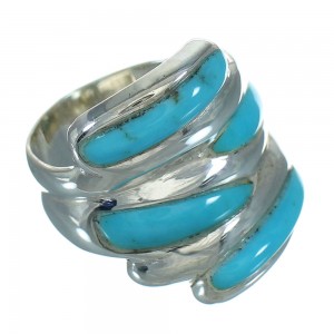 Turquoise Inlay Sterling Silver Ring Size 5-3/4 FX91745