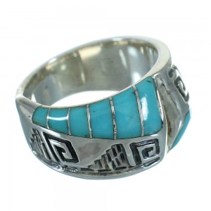 Authentic Sterling Silver Turquoise Water Wave Ring Size 6-1/2 FX91775