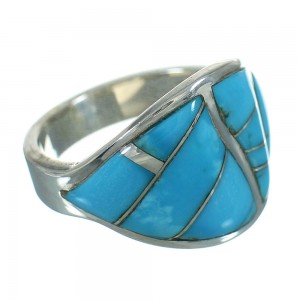 Turquoise Inlay Sterling Silver Ring Size 4-1/2 FX91797