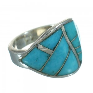 Turquoise Inlay Sterling Silver Jewelry Ring Size 5-1/4 FX91801