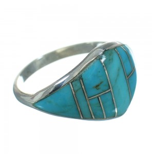 Sterling Silver Turquoise Inlay Jewelry Ring Size 5-3/4 FX91809