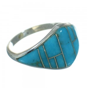 Authentic Sterling Silver Turquoise Inlay Ring Size 7-1/4 FX91827