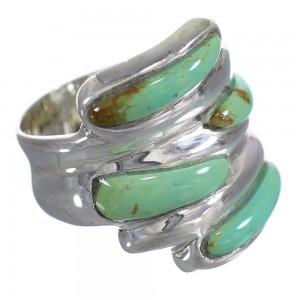 Turquoise Inlay Sterling Silver Ring Size 8-1/4 AX87363