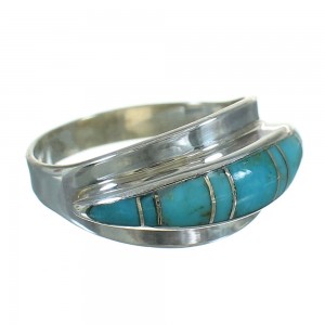 Genuine Sterling Silver Turquoise Ring Size 7-1/2 FX91671