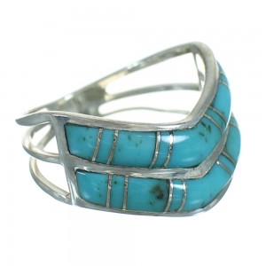 Turquoise Inlay Sterling Silver Ring Size 5-3/4 FX91658