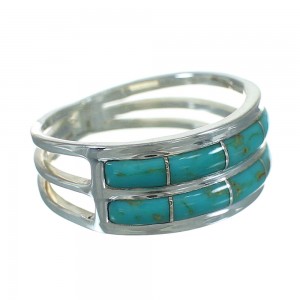 Turquoise Inlay Sterling Silver Ring Size 4-1/2 FX91642