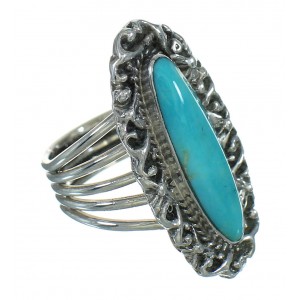 Silver Southwestern Turquoise Jewelry Ring Size 5 QX86059