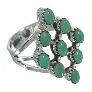 Southwestern Genuine Sterling Silver And Turquoise Ring Size 8-1/2 YX86754