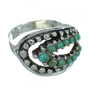 Southwestern Turquoise Silver Jewelry Ring Size 7-1/2 YX87209