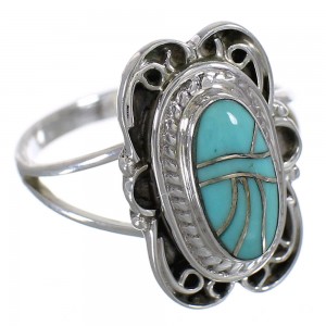 Sterling Silver Turquoise Inlay Southwestern Jewelry Ring Size 6 RX86204