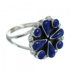 Southwestern Jewelry Lapis Genuine Sterling Silver Ring Size 4-1/2 AX89741