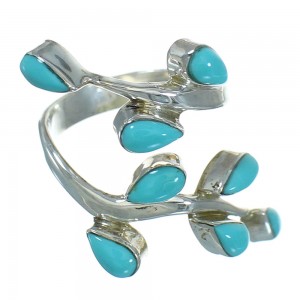 Southwestern Sterling Silver Jewelry Turquoise Ring Size 5-1/4 AX89232