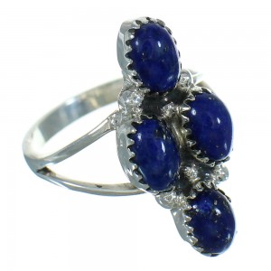 Lapis Sterling Silver Southwestern Ring Size 6-3/4 AX88371