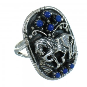 Lapis Sterling Silver Horse Southwestern Jewelry Ring Size 7 AX88415