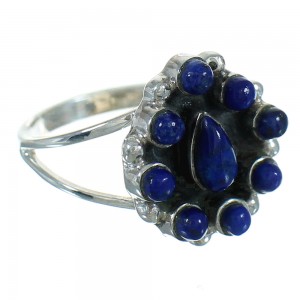 Genuine Sterling Silver Jewelry Lapis Southwest Ring Size 8-1/2 AX88428