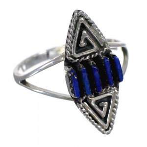 Lapis Needlepoint And Sterling Silver Water Wave Ring Size 6-1/2 YX89559