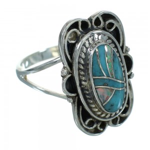 Genuine Sterling Silver Turquoise Opal Inlay Jewelry Ring Size 4-3/4 RX88472