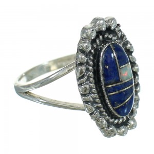 Opal And Lapis Inlay Sterling Silver Jewelry Southwestern Ring Size 6-1/2 AX88166