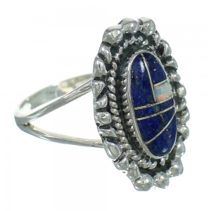 Opal And Lapis Genuine Sterling Silver Ring Size 5-1/2 AX88175