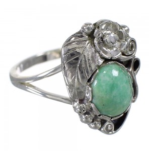 Southwestern Turquoise Genuine Sterling Silver Flower Ring Size 4-3/4 AX88243