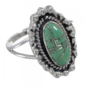 Silver Turquoise Inlay Ring Size 5 AX88284