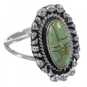 Silver Turquoise Inlay Ring Size 4-1/2 AX88293