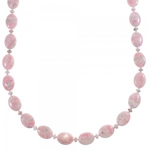 Navajo Indian Silver Rhodochrosite Bead Necklace YX89341