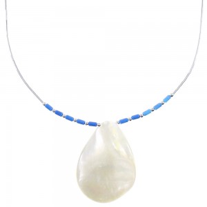 Liquid Sterling Silver Denim Lapis Mother Of Pearl Shell Necklace AX93735