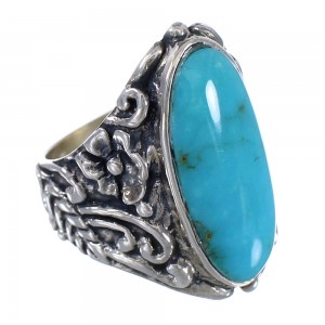 Genuine Sterling Silver Flower Turquoise Southwest Ring Size 5-1/4 RX94052