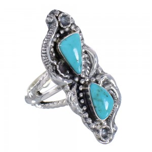 Genuine Sterling Silver And Turquoise Ring Size 7-1/2 RX94115