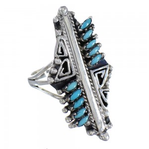 Southwest Turquoise Needlepoint Genuine Sterling Silver Water Wave Ring Size 4-1/2 RX94119