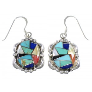 Sterling Silver Multicolor Southwest Jewelry Hook Earrings MW68097