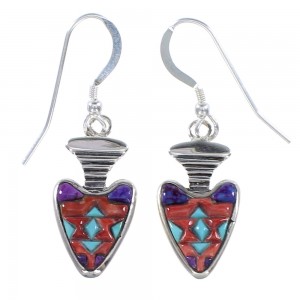 Sterling Silver And Multicolor Arrowhead Earrings EX32701