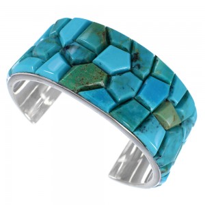 Sterling Silver Southwest Turquoise Inlay Cuff Bracelet FX27325