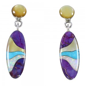 Southwest Post Dangle Multicolor Sterling Silver Earrings BW63102