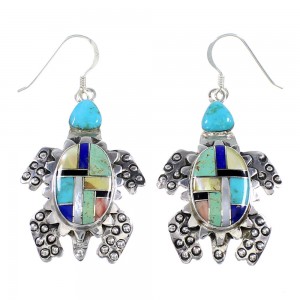 Turquoise Multicolor Inlay Turtle Hook Dangle Earrings AX23800