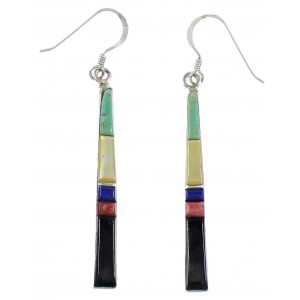 Multicolor Inlay Sterling Silver Hook Dangle Earrings Jewelry BW76149