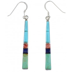 Multicolor Inlay Hook Dangle Southwest Earrings Jewelry BW76200