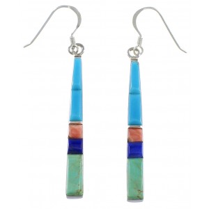 Southwest Multicolor Inlay Hook Dangle Earrings Jewelry BW76201