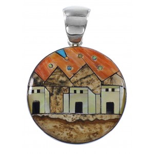 Multicolor Native American Pueblo Or Village Design Pendant YS62889